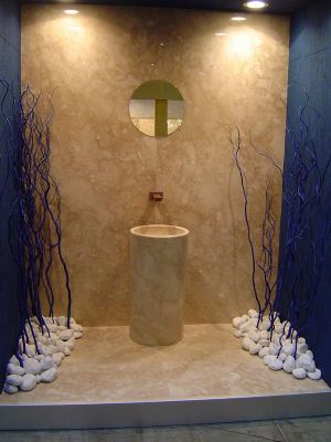 Vasque en marbre beige d'égypte 35dia x 90cm de haut 